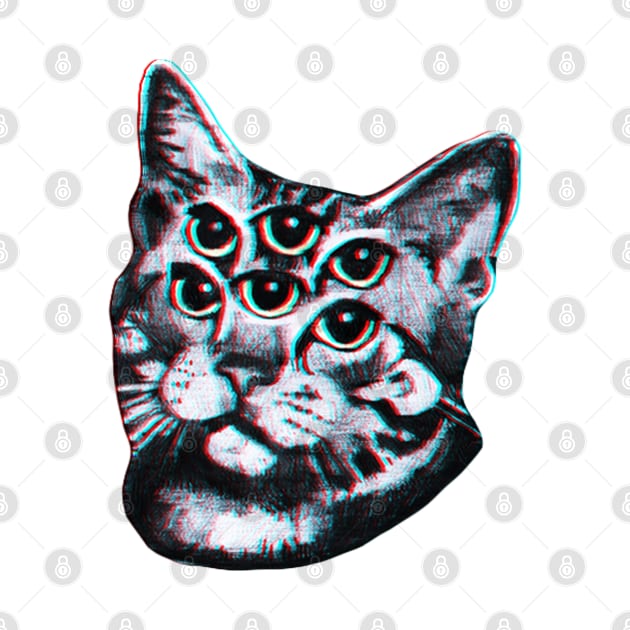 Psychedelic Cat (3D vintage effect) by TheDoggoShop