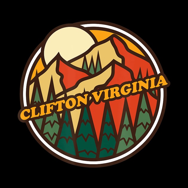 Vintage Clifton, Virginia Mountain Hiking Souvenir Print by crowominousnigerian 