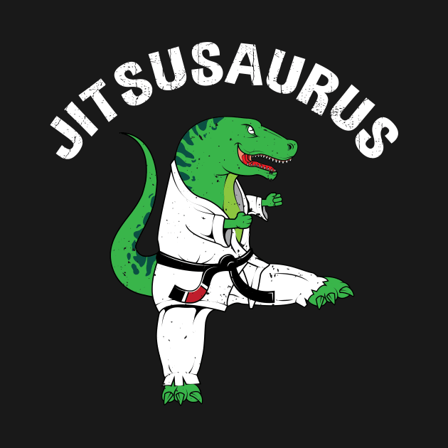 Jiujitsu & T rex dinosaur with rank belt of black tshirt by tmuzaa