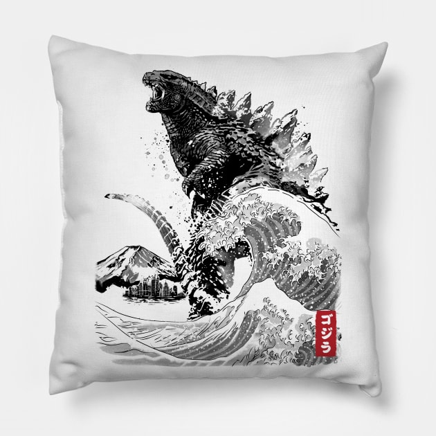 The Rise of Gojira Pillow by DrMonekers