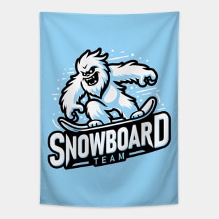 Cool Snowboarding Yeti Snowboard Team Abominable Snowman Graphic Tapestry