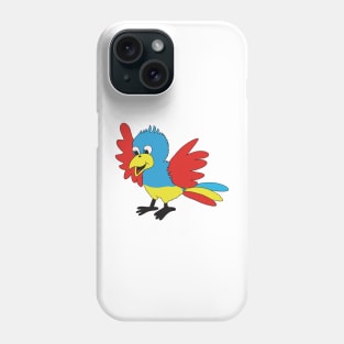 parrot cartoon blue yellow red Phone Case