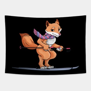 Beautiful fox as a skier Tapestry