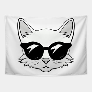 A White Cat in Black Sunglasses Sets a New Trend Tapestry