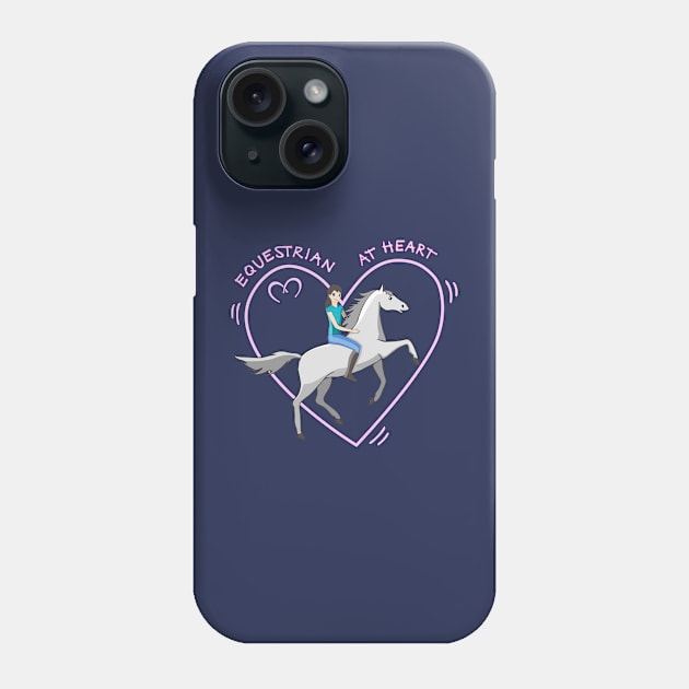 Cute Equestrian at Heart Girl and Horse Love Anime Phone Case by French Salsa