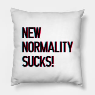 New Normality Sucks! lettering art with 3d glasses effect over white blackground. T shirt and stamps concept Pillow