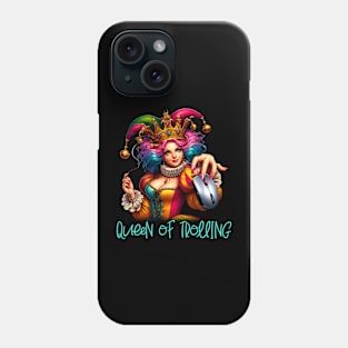 The Queen of Trolling - Whimsical Jester Crown & Computer Mouse Tee Phone Case