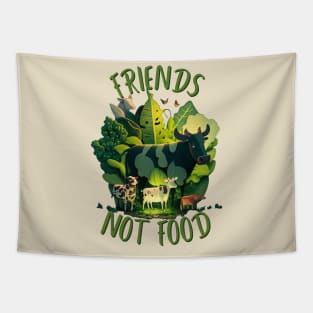 Friends, Not Food Vegan T-Shirt - Show Your Commitment to Animal Rights in Style Tapestry