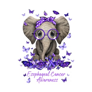 Esophageal Cancer Awareness Ribbon Elephant T-Shirt