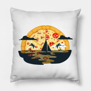 Pizza sunset illustration Pillow