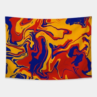 Shades of Bold Red Yellow Blue Aesthetic Marble Pattern Tapestry