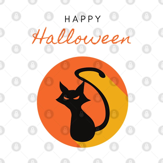 Happy Halloween Moon Cat by Kiyiya Designs