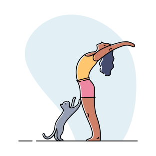 YOGA WITH CAT ILLUSTRATION T-Shirt