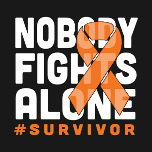 Nobody Fights Alone Orange Ribbon Kidney Cancer Survivor T-Shirt