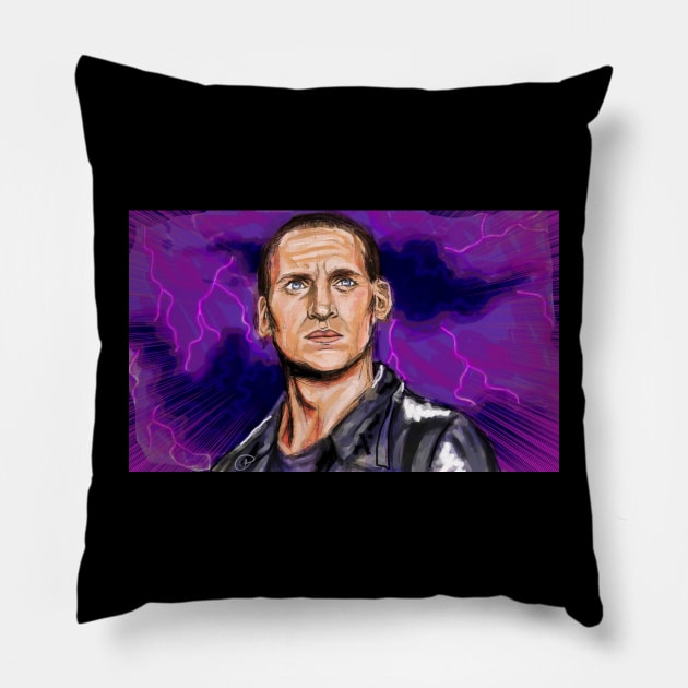 The Ninth Doctor - painting Pillow by dangerbeforeyou