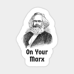 Karl Marx Pun On Your Marks Politics Socialist Socialism Marxist Marxism Magnet