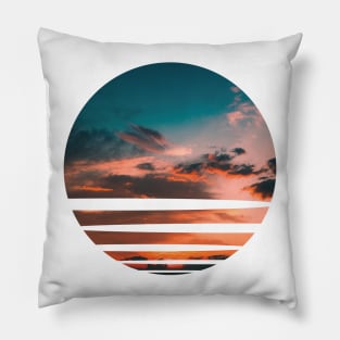 Relax orange Sky with Sunset Circle Graphic Pillow