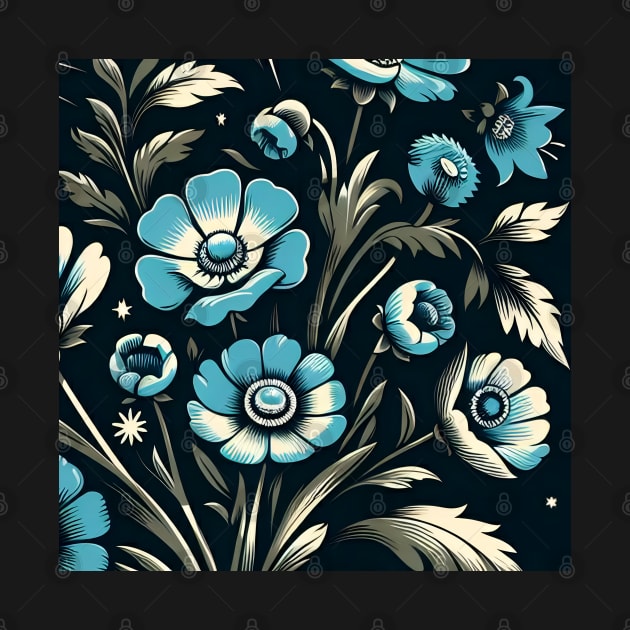 Sky Blue Floral Illustration by Jenni Arts