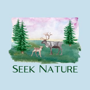 Hiking Gift Hiker Design Seek Nature Deer Elk AT shirt T-Shirt