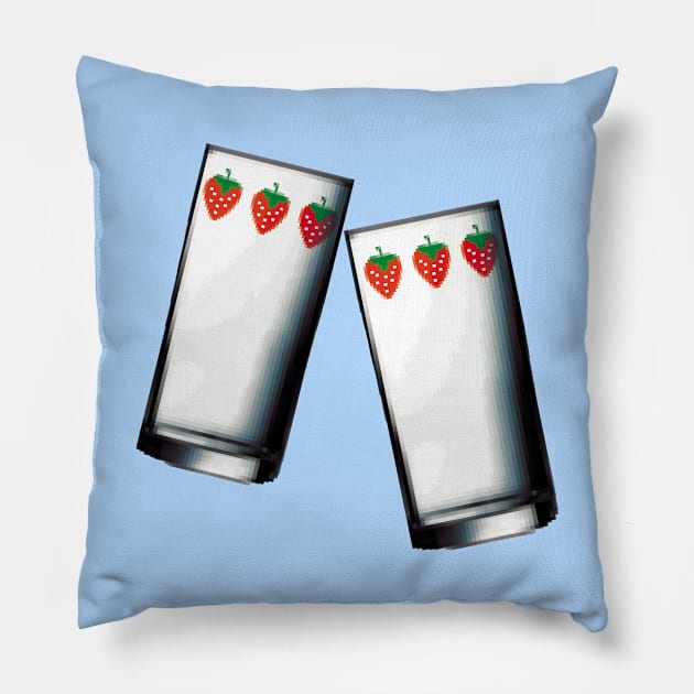 Nana strawberry glasses - Pixel Art #003 Pillow by Pixelart World 