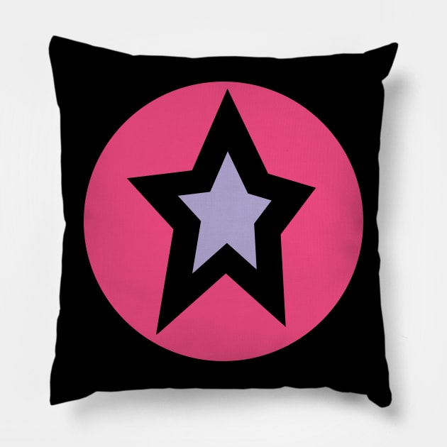 Lavender Star Pink Circle Graphic Pillow by ellenhenryart