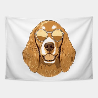 Golden Summer dog in sunglasses 2 Tapestry