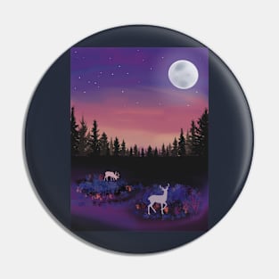 Magic landscape with deers Pin