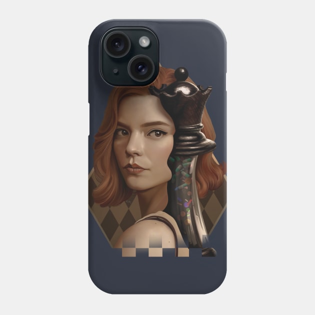 Beth Harmon “The Queen’s Gambit” Phone Case by ElenaM