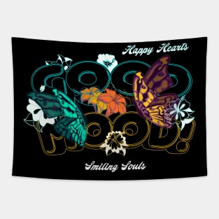 Blooms & Butterflies Sprinkling Good Vibes Good Mood Positive Quotes for womens and mens Tapestry