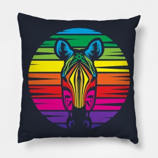 Rainbow zebra. Cheerful bright motley zebra Pillow