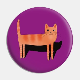 Whimsical ginger cat with shadow Pin