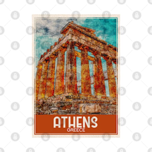 Travel Art Athens Greece by faagrafica