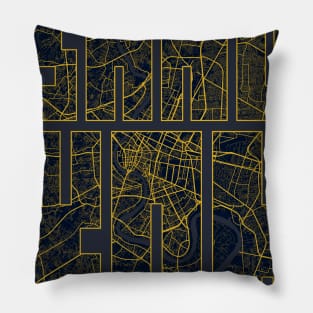 Bangkok, Thailand City Map Typography - Gold Art Deco Pillow