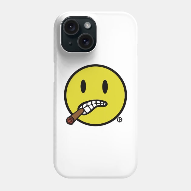 Bud The Cigar Chomping Smiley Face Phone Case by Art from the Blue Room