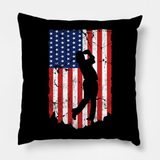 American Flag Golf 4th July Patriotic Golfer Pillow