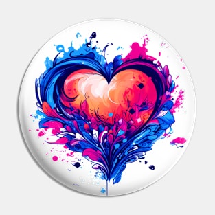 Heart Nouveau Design (Blue, Pink) Pin