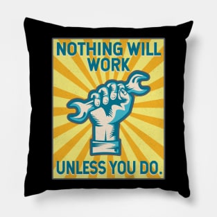 Mechanic Worker Laborer vintage Poster Pillow