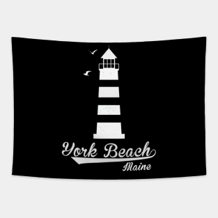 Nautical York Beach Maine Lighthouse Tapestry