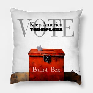 Ballot Box: Vote, Keep America Trumpless on a light (Knocked Out) background Pillow