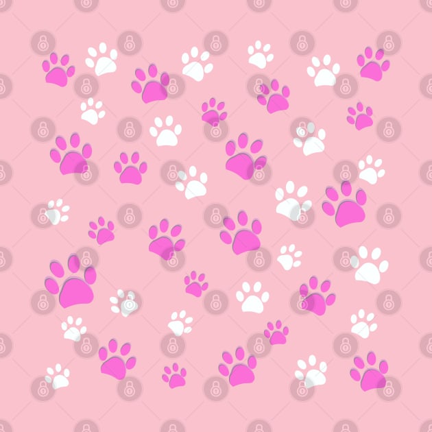 Pink paw prints pattern by GULSENGUNEL