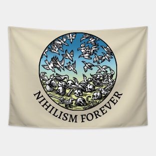 Nihilism Forever  ///// Vintage Medieval Humor Illustration Design Tapestry