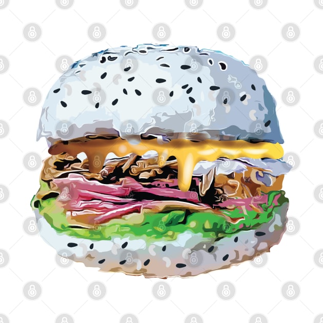 Sushi Burger Burgushi Food Fad Meme Hamburger by alltheprints