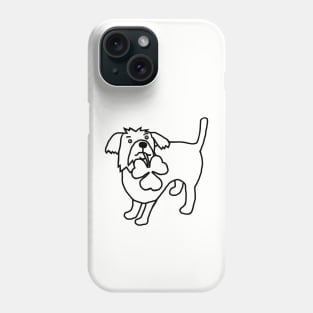 Dog Holding Shamrock Outline for St Patricks Day Phone Case