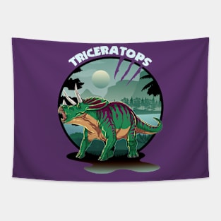 Triceratops Dinosaur Design With Background Tapestry