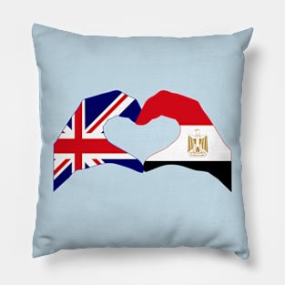 We Heart UK & Egypt Patriot Flag Series Pillow