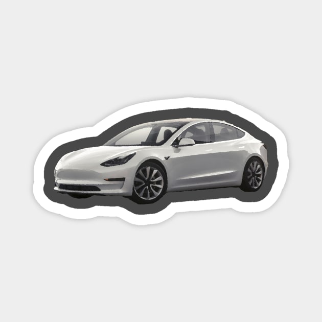 Tesla Model 3 Oil Painting Magnet by LazarIndustries