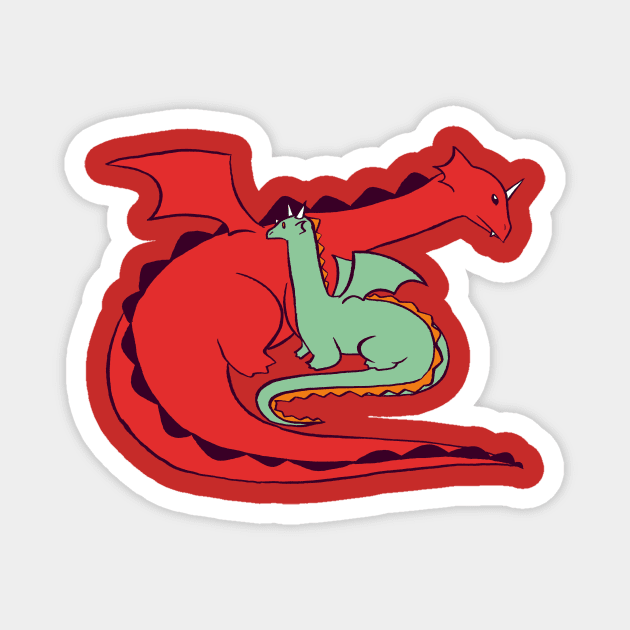 Red and Green Dragon Magnet by saradaboru