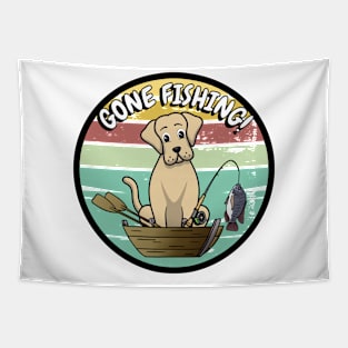 Funny big Dog has gone fishing Tapestry