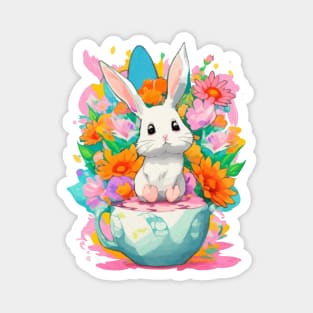 Flowers Bunny Magnet