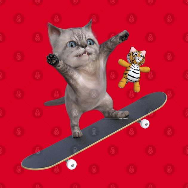 Moshi Kitten Skateboarding by Ratherkool